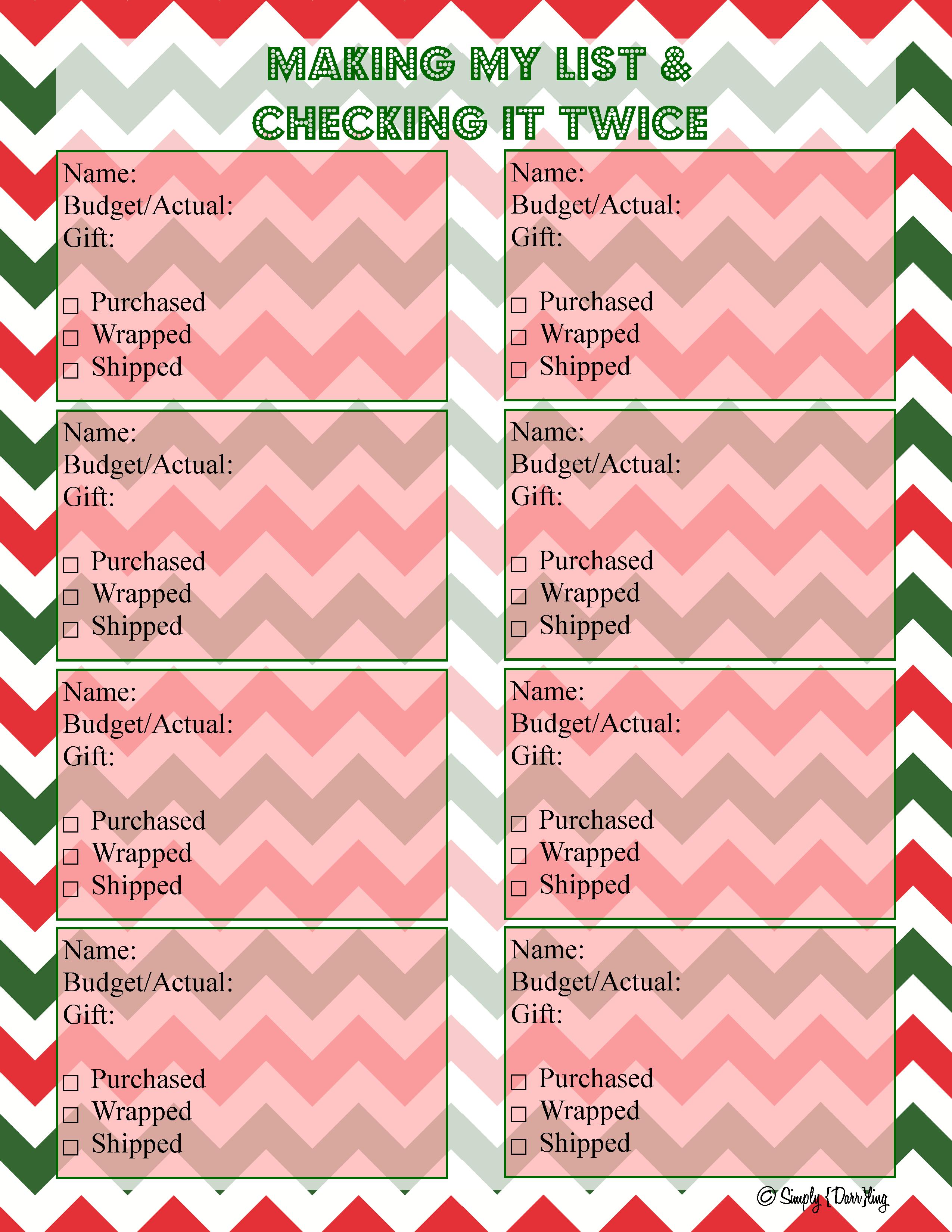 8.5 x 11 Printable Christmas List