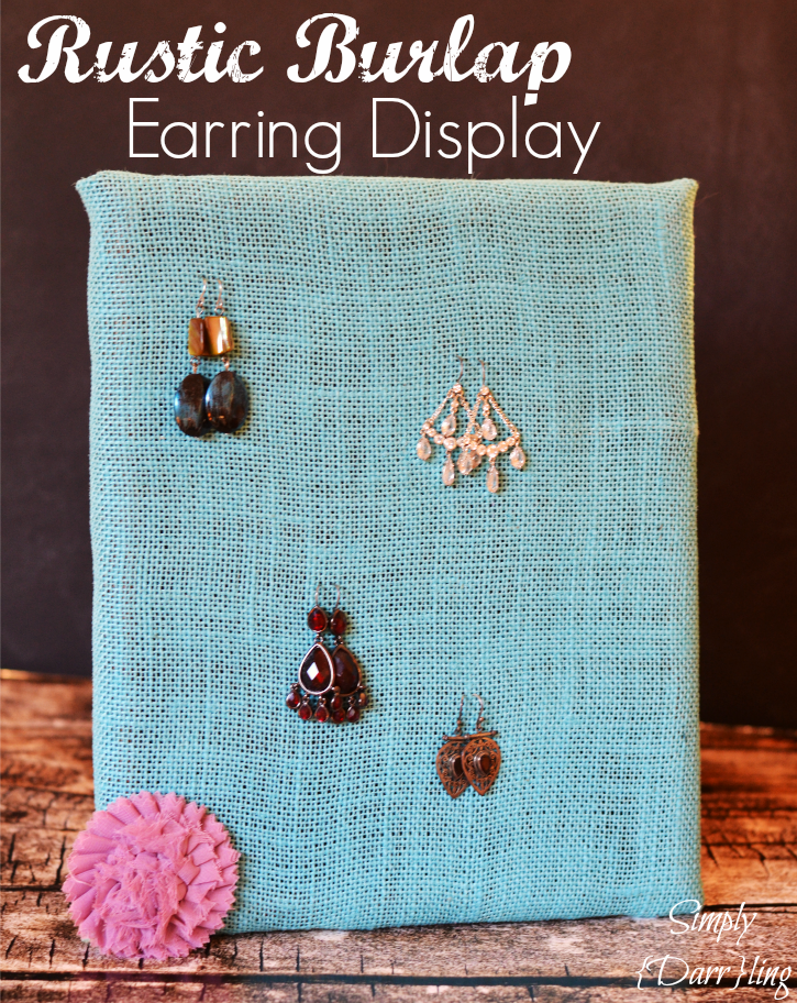 rustic burlap earring display