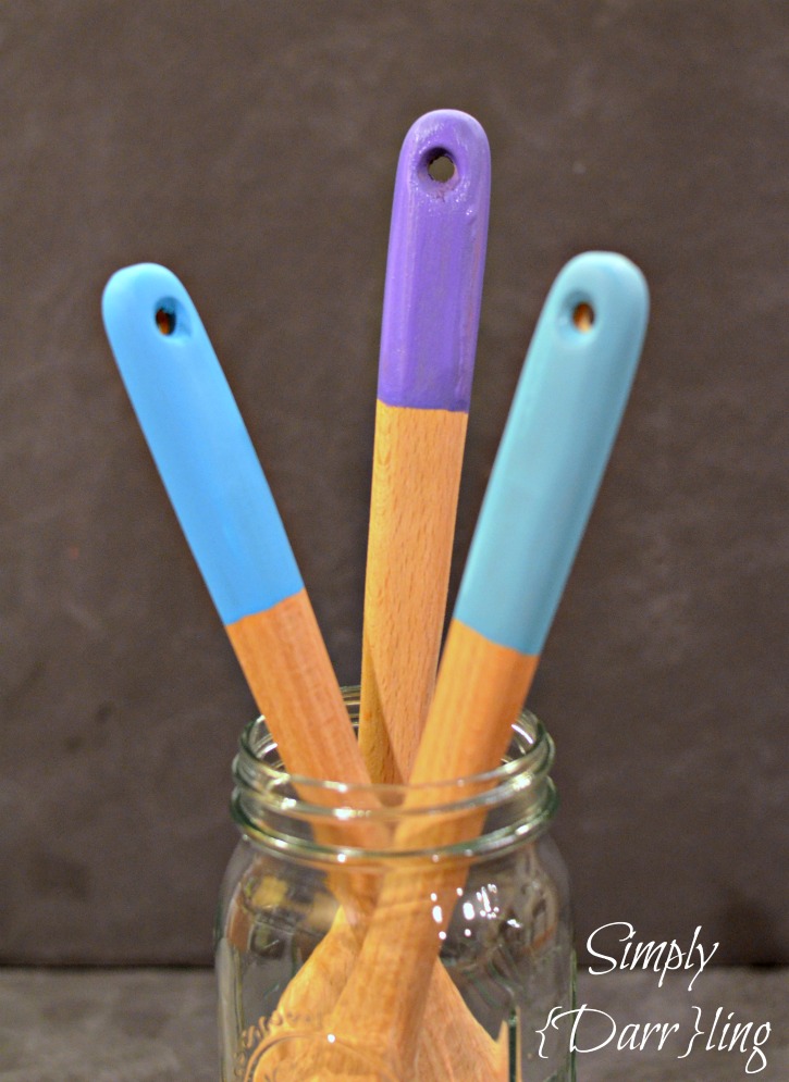 Dipped wooden spoon painted ends
