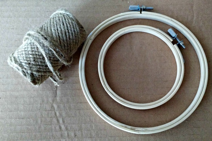 twine and embroidery hoop