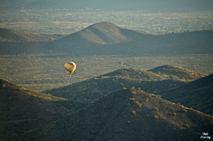 hot air balloon in the arizona desert