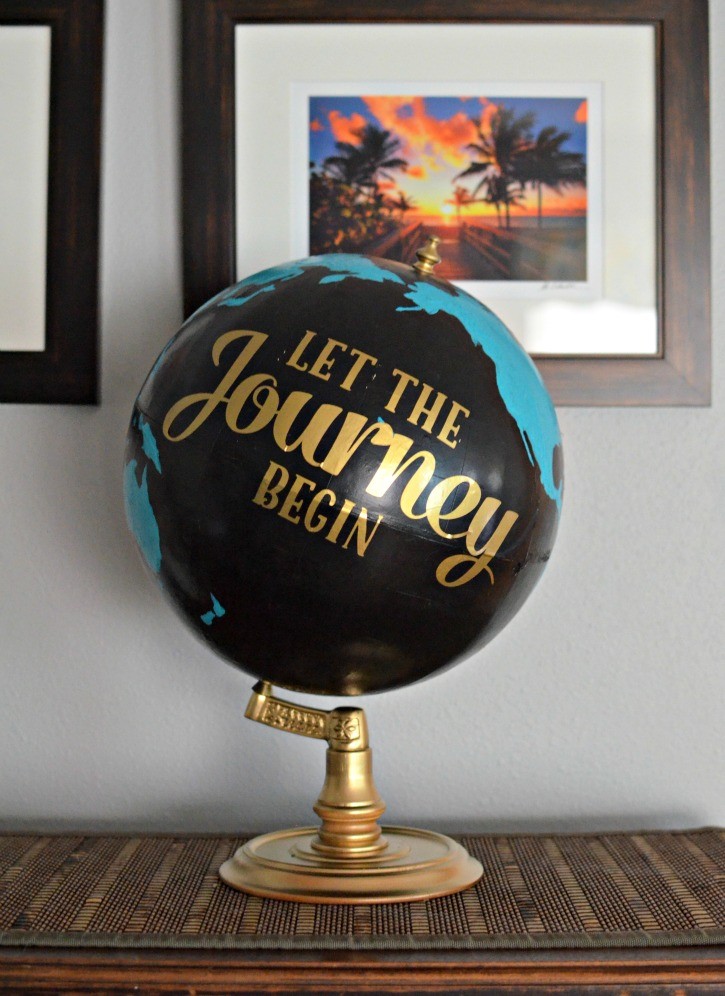 Upcycled Teal & Black Painted Globe for Gender Neutral Travel Themed Nursery