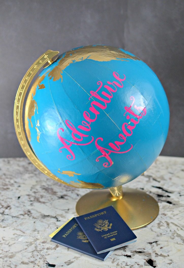 Upcycled Painted Globe - Adventure Awaits