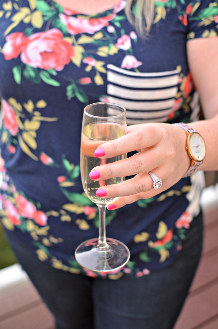 Woman with glass of prosecco