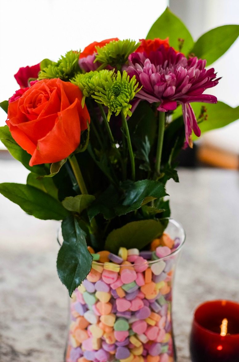 Conversation Hearts as Vase Filler - Valentine's Day