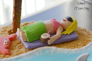Fondant Girl on Beach Cake