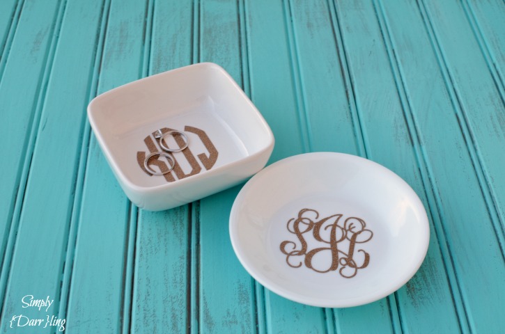 Gold Glitter Monogram Ring Dish