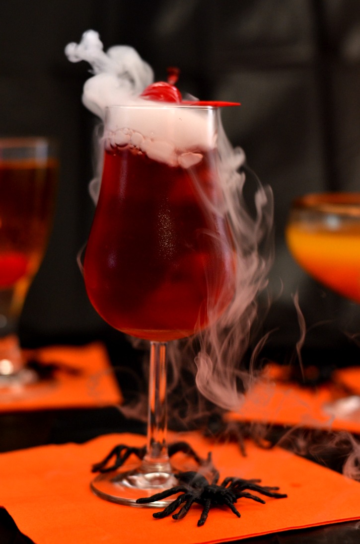 Spooky Cranberry Vodka with Dry Ice