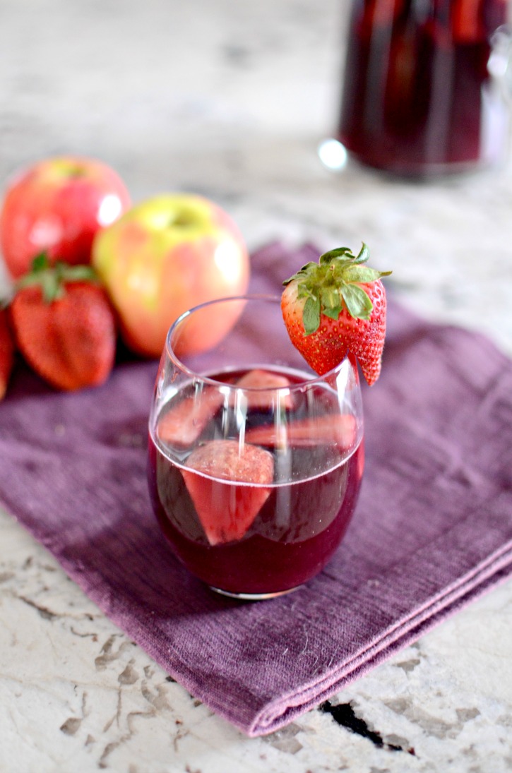Almond Tequila Sangria with Apples and Strawberries