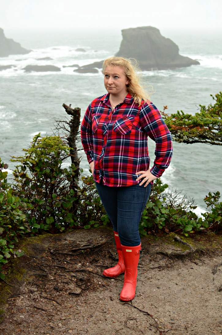 Red Hunter Rain Boot Flannel Outfit