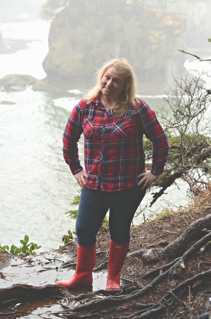 hiking in hunter boots