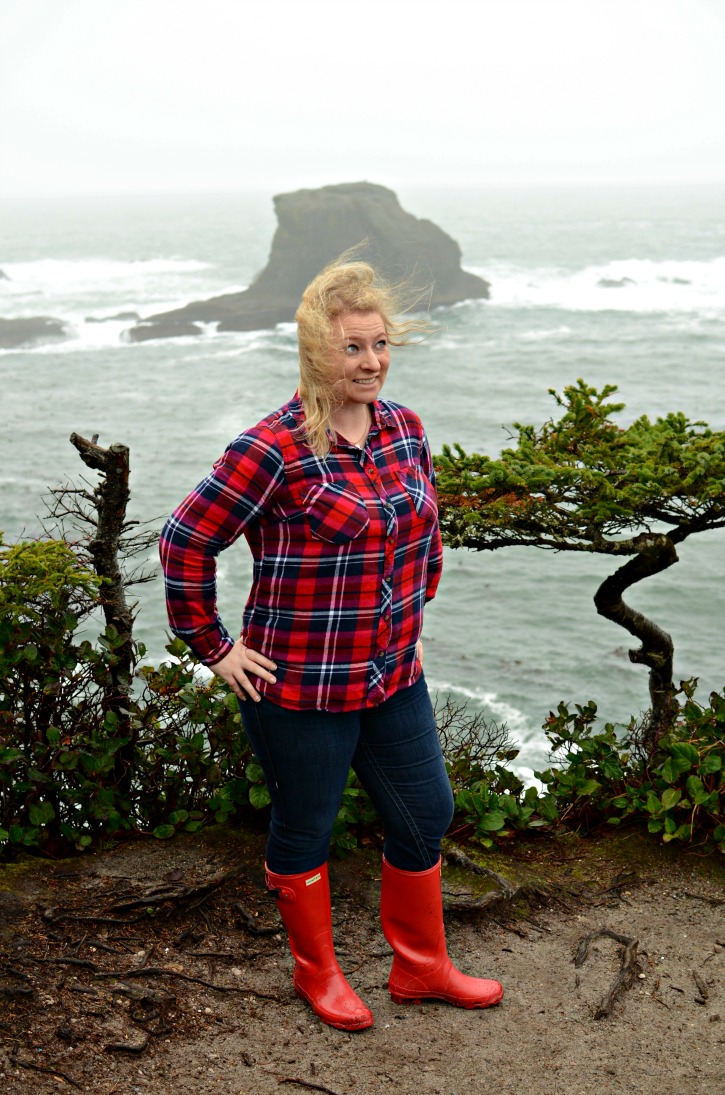 Red Hunter Rain Boot Flannel Outfit