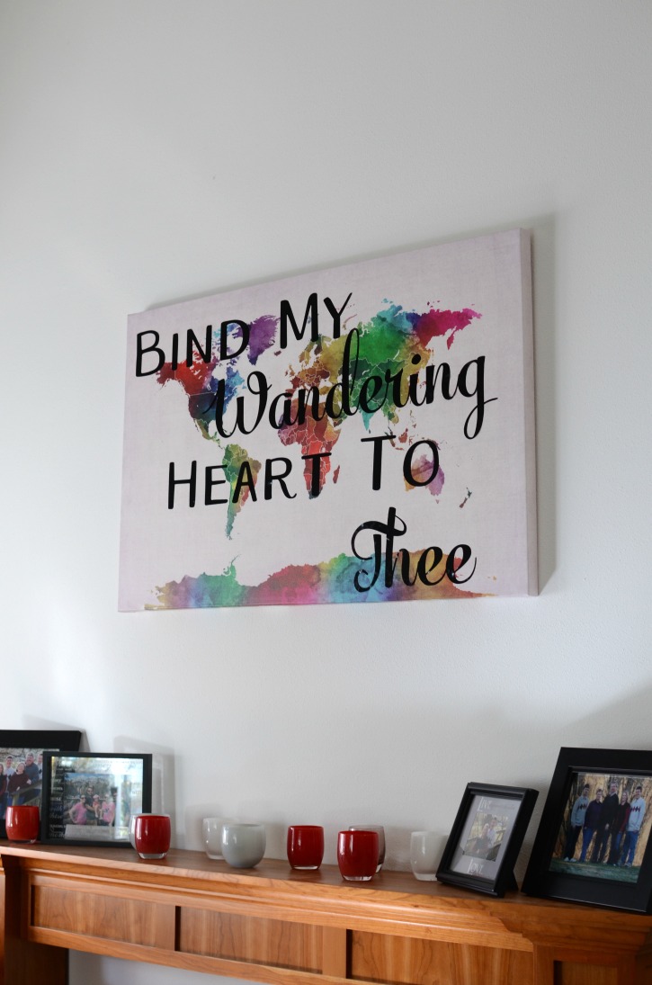 Bind My Wandering Heart To Thee Watercolor World Map Canvas