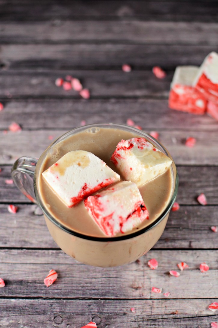 Spiked Peppermint Hot Chocolate with Smirnoff Peppermint Twist Vodka and homemade marshmallows