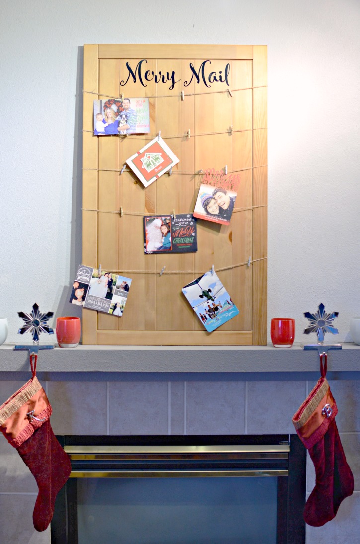 Upcycled Door Christmas Card Display - Merry Mail