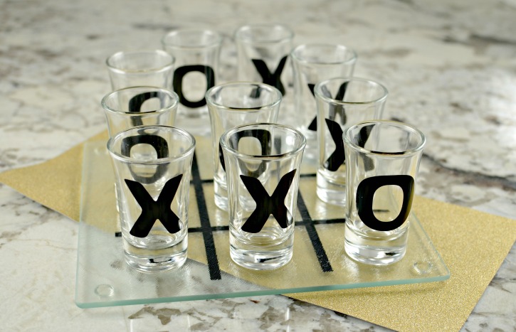 DIY Shot Glass Tic-Tac-Toe Set. 