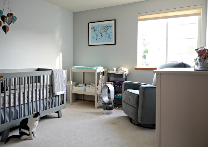 Gender Neutral Travel Themed Nursery with Dyson Humidifier