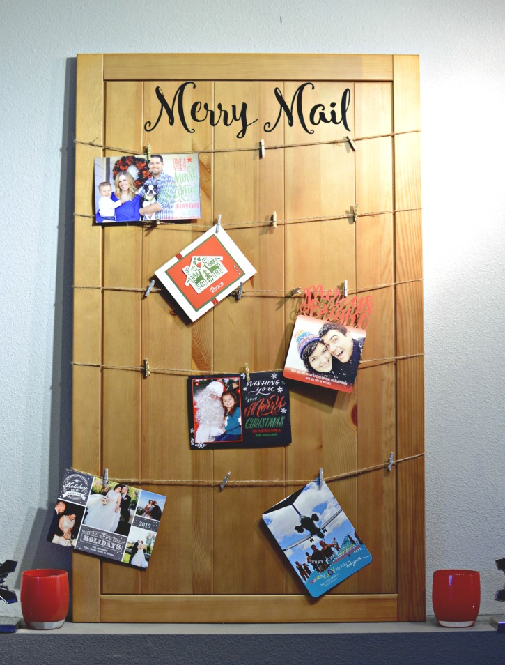 Upcycled Door Christmas Card Display - Merry Mail