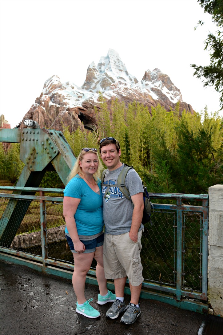 Couple in front of Everest at Animal Kingdom