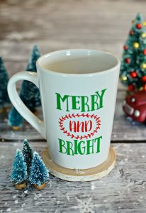 Merry and Bright Christmas Mug with Free Cut File
