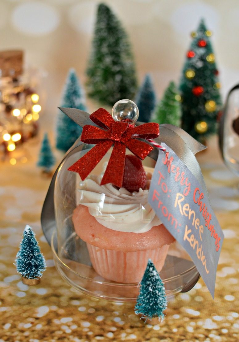 Glass Dome Cupcake Holder for Christmas Gifts