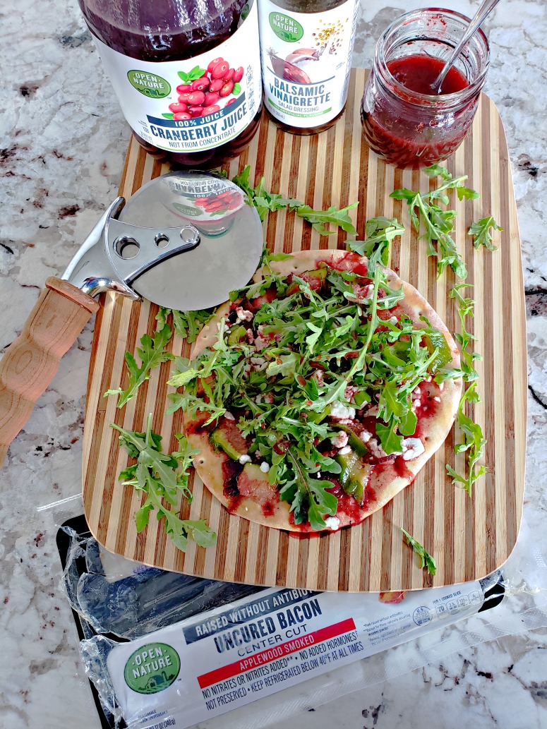 Fig, Bacon, and Arugula Flatbread featuring Open Nature Products