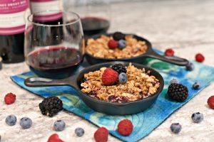 Personal Cast Iron Skillet Berry Crisp Paired with CK Mondavi Sweet Sunset Red