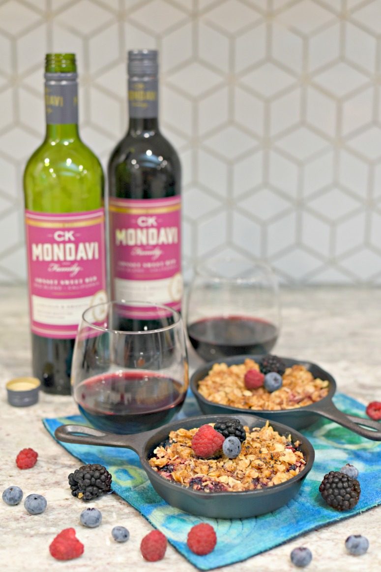 Personal Cast Iron Skillet Berry Crisp Paired with CK Mondavi Sweet Sunset Red
