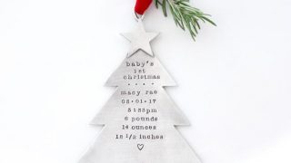 Custom Baby's First Christmas Ornament -Our First Christmas -Personalized Holiday Ornament -Family Tree Ornament-Baby Stats-Baby Shower Gift