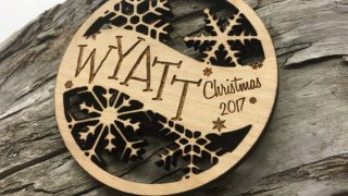 Wyatt - Customizable Baby's First Christmas Ornament - Engraved Birch Wood Ornament