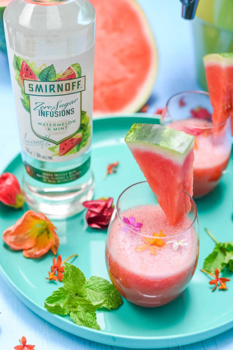 Watermelon Slush Cocktail in a wine glass
