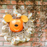 Wreath with Mickey Pumpkin Head in Center
