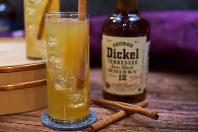 Apple Cocktail in front of George Dickel bottle