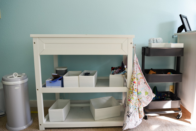 Changing Table with a cart next to it