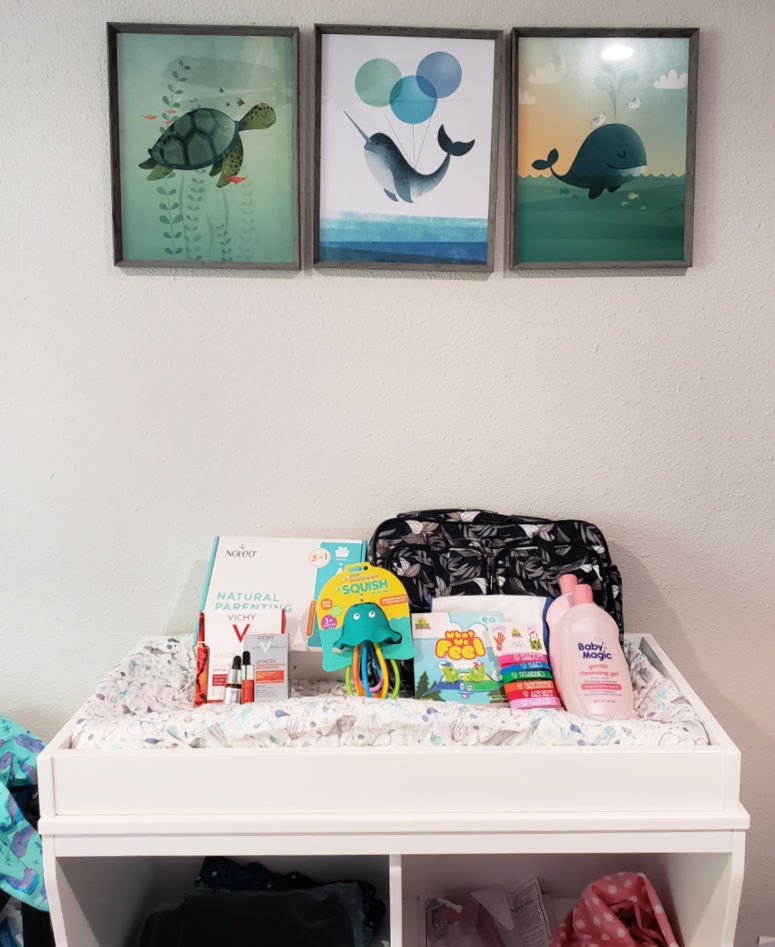 Products for Baby and Mom on a changing table