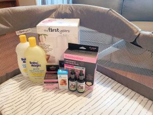 Baby Products in a baby bassinet